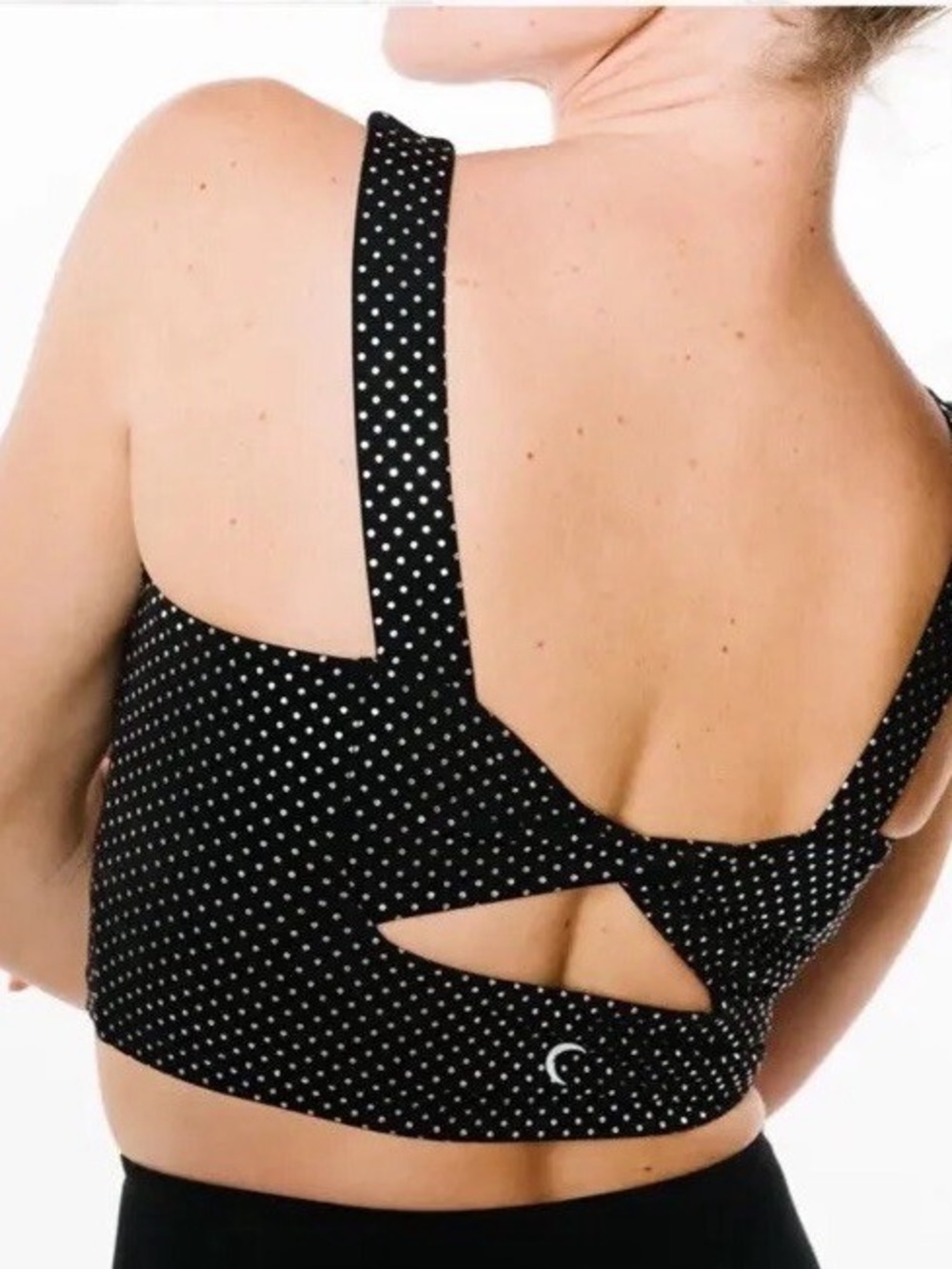 Zyia Black Polka Dot Crop Tank with Wide Straps small